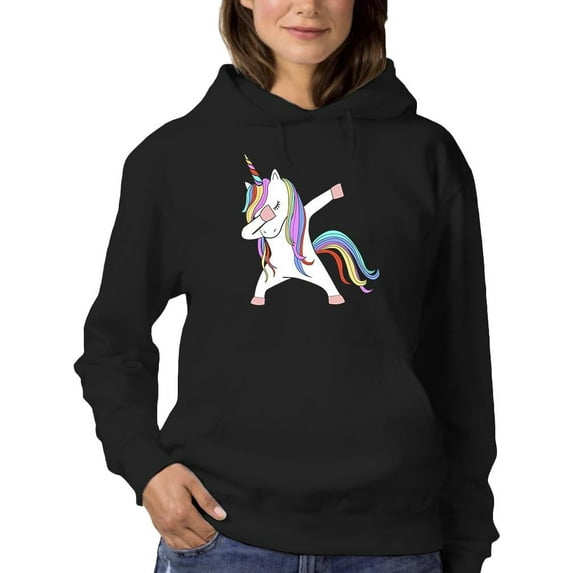 Colorful Dabbing Unicorn Hoodie Women -Image by Shutterstock, Female Medium