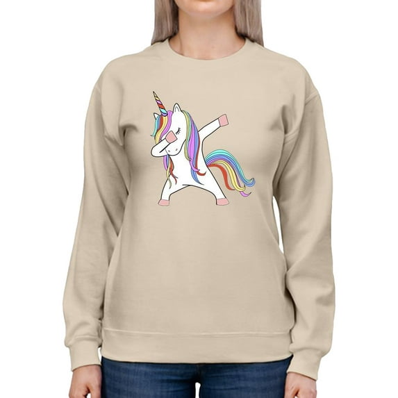 Colorful Dabbing Unicorn Sweatshirt Women -Image by Shutterstock, Female Small