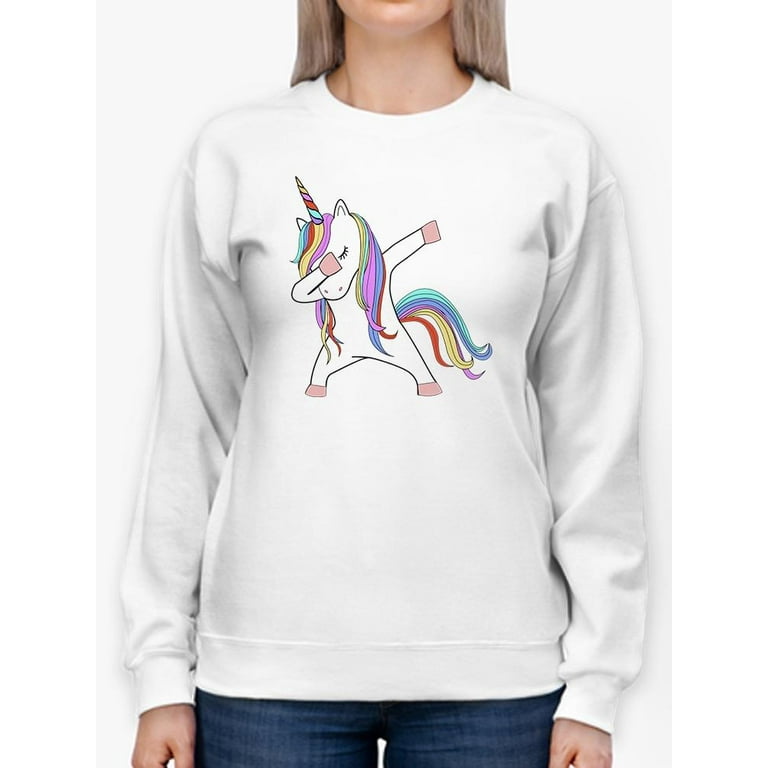 Colorful Dabbing Unicorn Sweatshirt Women Image by Shutterstock Female x Large