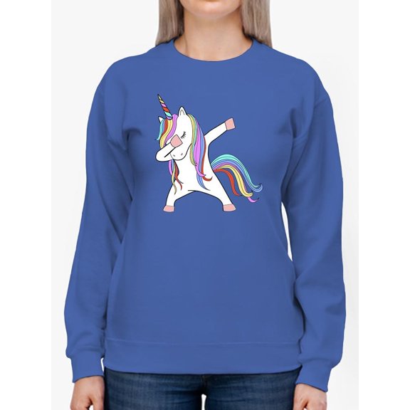 Colorful Dabbing Unicorn Sweatshirt Women -Image by Shutterstock, Female x-Large