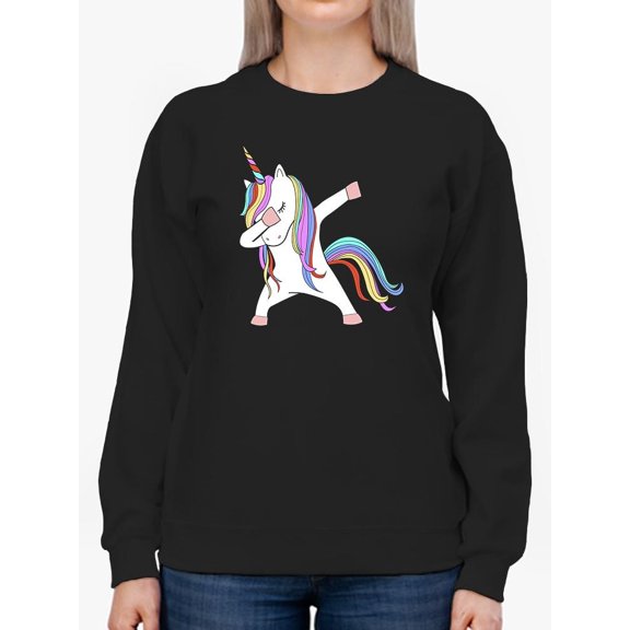 Colorful Dabbing Unicorn Sweatshirt Women -Image by Shutterstock, Female x-Large
