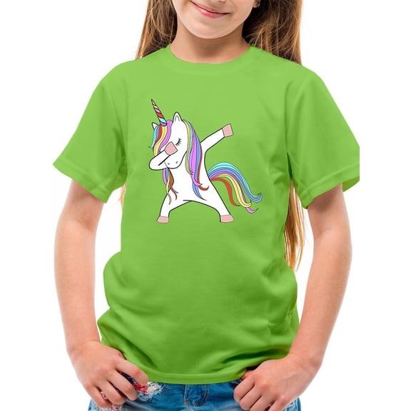 Colorful Dabbing Unicorn T-Shirt Juniors -Image by Shutterstock, Medium