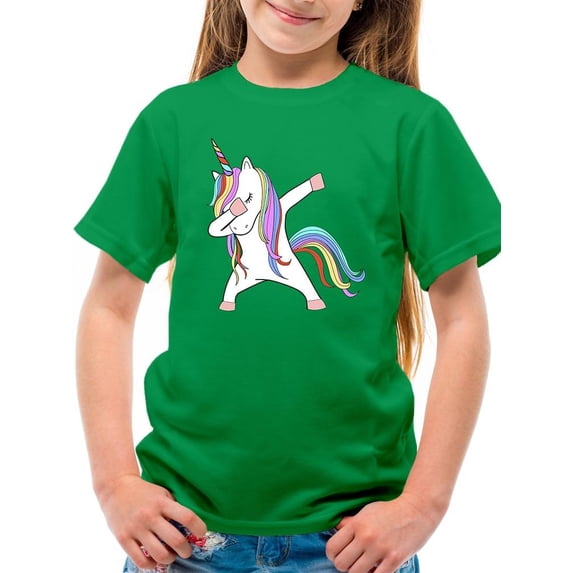 Colorful Dabbing Unicorn T-Shirt Juniors -Image by Shutterstock,  Small
