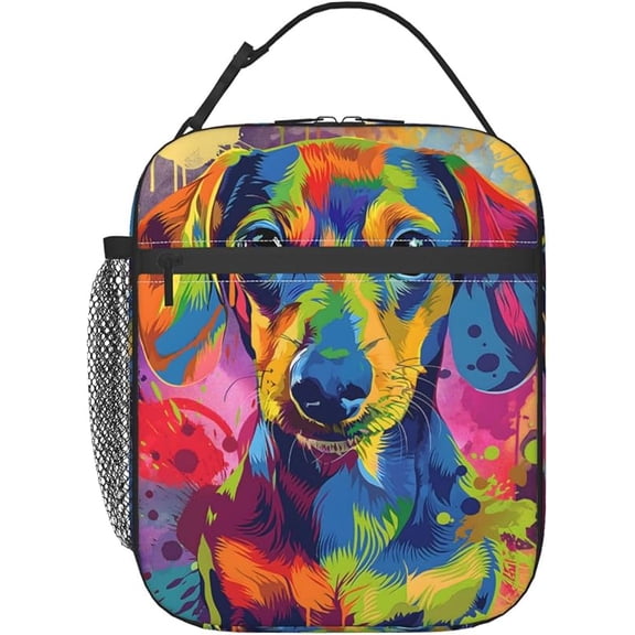 Colorful Dachshund Dog Lunch Box for Women Men, Insulated Lunch Box, Reusable Lunch Bag for Office, Work, Picnic, Travel