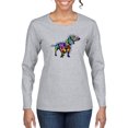 thumbnail image 1 of Colorful Dachshund Is My Spirit Animal Lover Womens Graphic Long Sleeve T-Shirt, Heather Grey, Small, 1 of 3