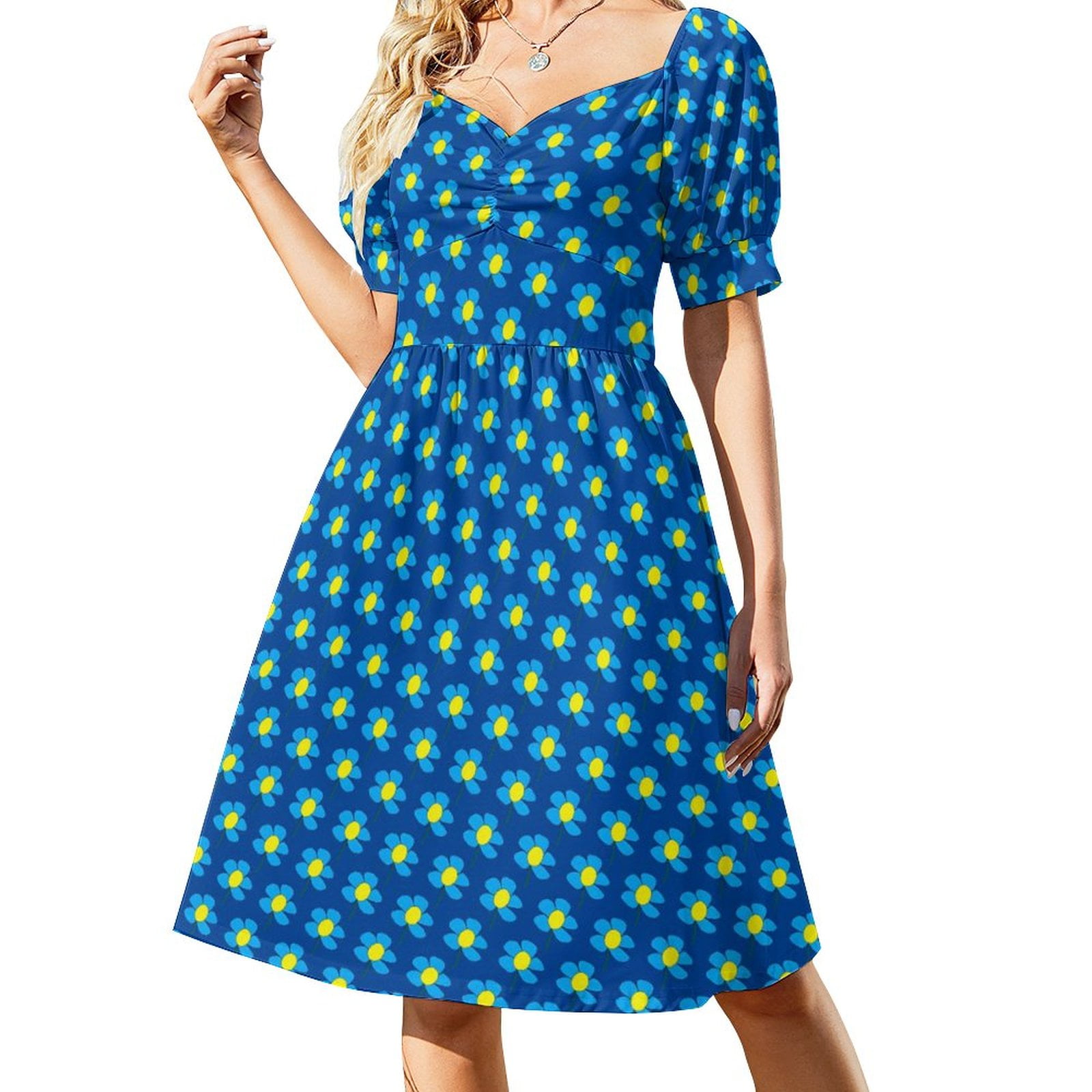 Colorful Daisy Casual Dress Watercolor Floral Aesthetic Dresses Sexy V