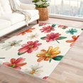 Colorful Daisy Floral Door Mat Non Slip Botanical Area Rug Soft Machine