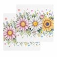 thumbnail image 1 of Colorful Daisy Floral Kitchen Dish Towels for Drying Dishes Set of 2, Spring Flowers Botanical Leaves Rustic Waffle Weave Microfiber Hand Tea Bathroom Towels Quick Dry & Absorbent Towel 12x12, 1 of 7