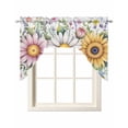thumbnail image 1 of Colorful Daisy Floral Swag Valances for Windows, Small Curtains Drapes, Spring Flowers Botanical Leaves Rustic Kitchen Window Curtains Over Sink Window Treatment Valance for Bedroom/Bathroom 56"x36", 1 of 5