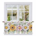 thumbnail image 1 of Colorful Daisy Floral Tier Curtains 24 Inch Length, Spring Flowers Botanical Leaves Rustic Cafe Short Curtains for Bathroom Sink, Small Kitchen Curtain Light Filtering Drapes 2 Panels 27.5"Wx24"L, 1 of 8