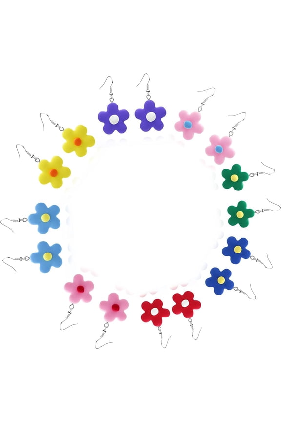 Colorful Daisy Flower Drop Dangle Earrings Set soft clay Charms For Women Girls Cute Mininalist Korean Handmade Summer Boho Sweet Jewelry