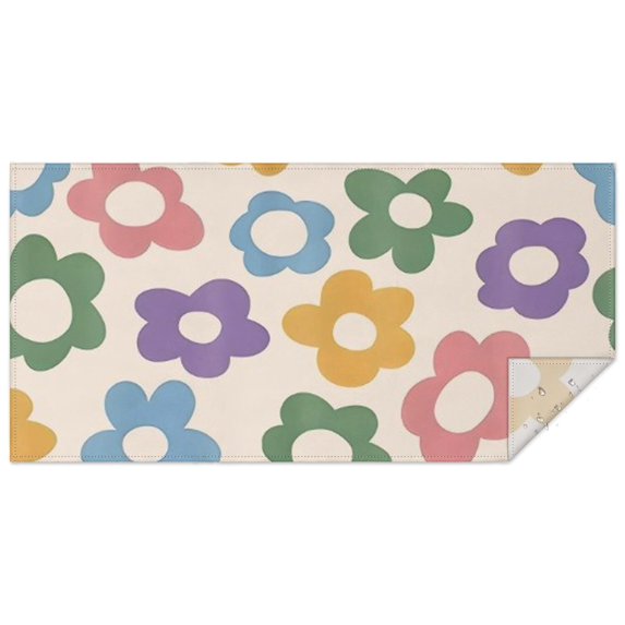 Colorful Daisy Flower Silhouette Pattern Rectangle Tablecloth 60"x120",Waterproof Polyester Rectangle Table Cloth, Wipeable Spillproof Polyester Tablecloth for Dining, Camping, Indoor and Outdoor