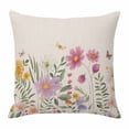 thumbnail image 1 of Colorful Daisy Throw Pillow Cover Dragonfly Butterfly Leaf Cotton Linen Cushion Cover Throw Pillow Case with Invisible Zipper for Couch Sofa Bed Chair Car 24x24 Inch, 1 of 14