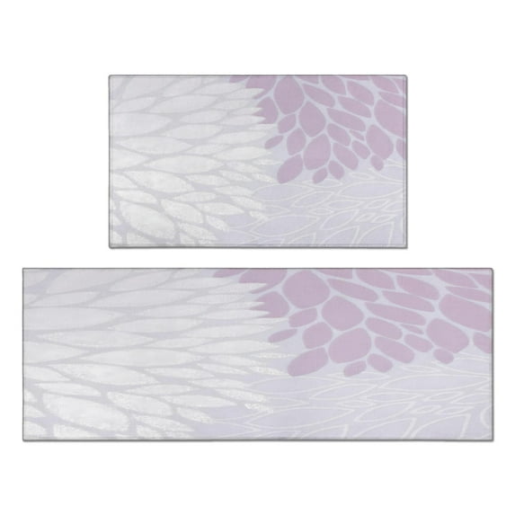Colorful Dalia Flowers Kitchen Rugs and Mats Sets Of 2,Kitchen Decoration Rugs,Rubber Backing Non-Slip Floor Mat for Sink Washable Waterproof Laundry Room Runner Rugs