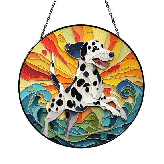 Colorful Dalmatian Stained Glass Suncatcher – Window Hanging for Nature Lovers
