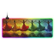 Colorful Dance Painting RGB Gaming Mouse Pad Large Keyboard Mat Rubber Base 13 Light Modes
