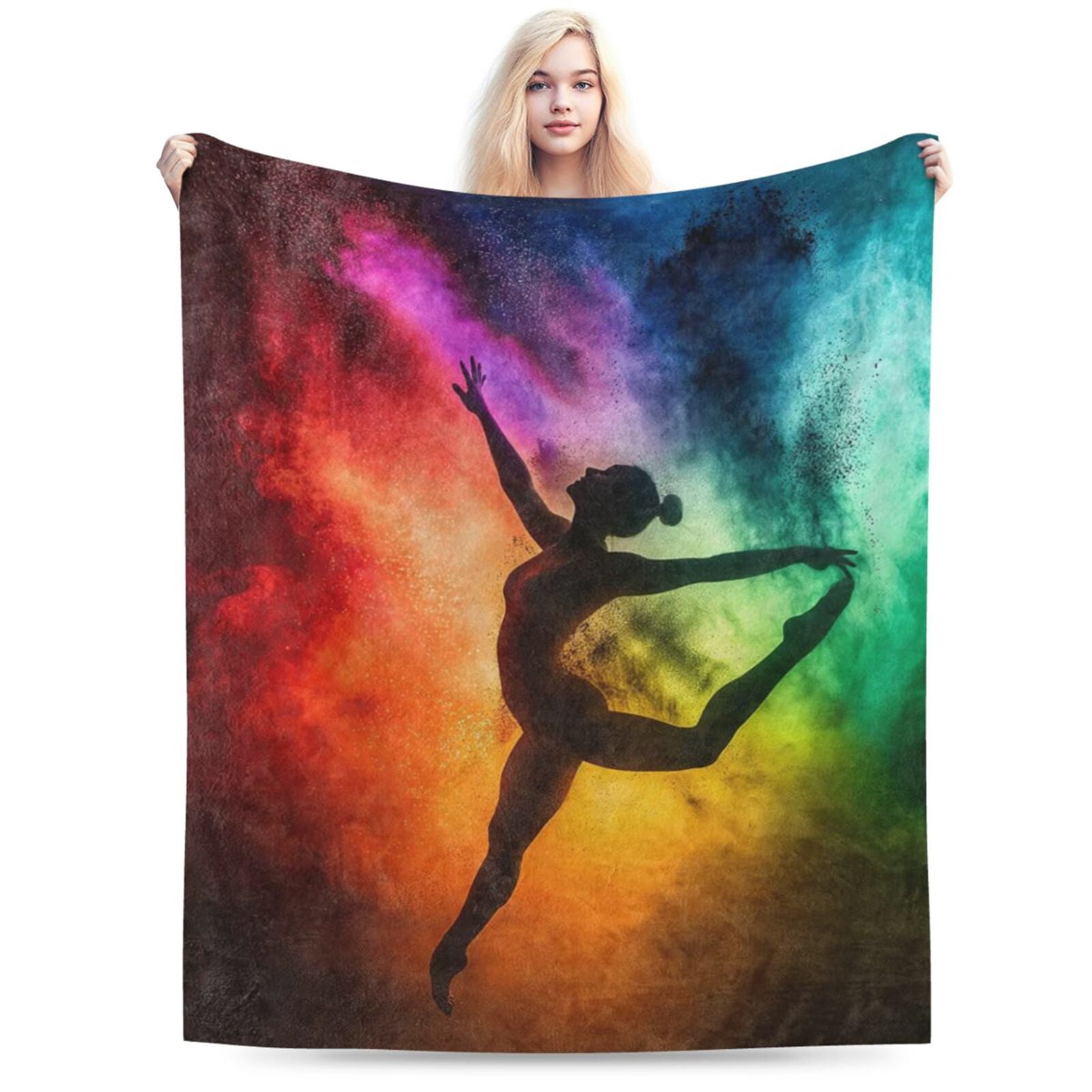 Colorful Dancer Throw Blanket Gifts, Blanket with Vibrant Ballet Dance ...