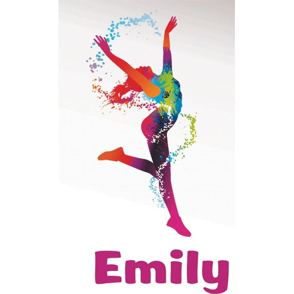 Colorful Dancing Woman Dancer Customized Wall Decal - Custom Vinyl Wall Art - Personalized Name - Baby Girls Boys Kids Bedroom Wall Decal Room Decor Wall Stickers Decoration Size (30x15 inch)