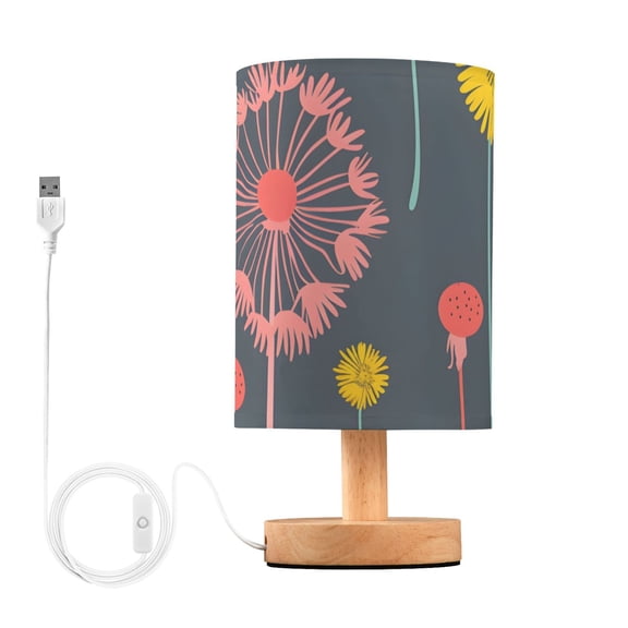 Colorful Dandelions Table Lamp with USB Port LED Warm Light Lamp Night Light Home Decor