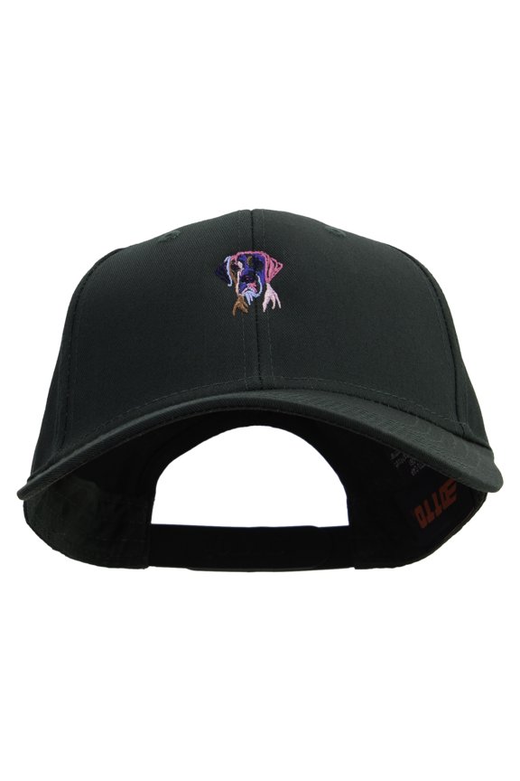 Colorful Dane Dog Embroidered Solid Cotton Twill Low Profile Snap Cap - Dk Green OSFM
