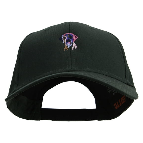 Colorful Dane Dog Embroidered Solid Cotton Twill Low Profile Snap Cap - Dk Green OSFM