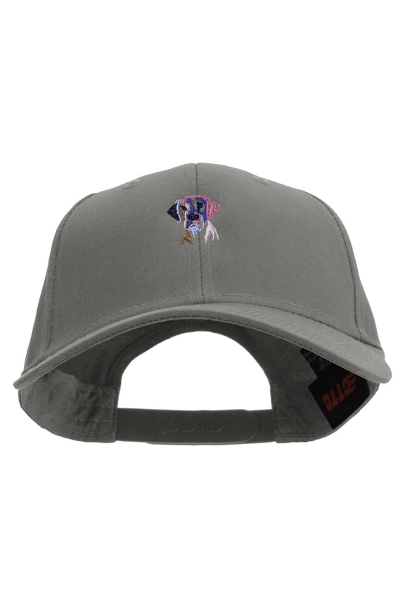 Colorful Dane Dog Embroidered Solid Cotton Twill Low Profile Snap Cap - Grey OSFM