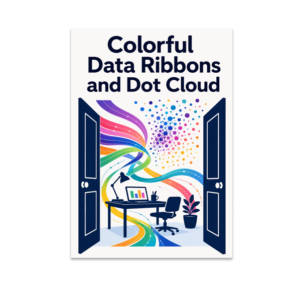 Colorful Data Ribbons and Dot Cloud Art - Visualization Designer - 13x19 Poster Print
