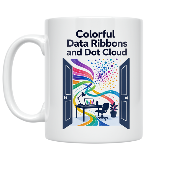 Colorful Data Ribbons and Dot Cloud - Visualization Designer - 11 oz Ceramic Coffee Mug