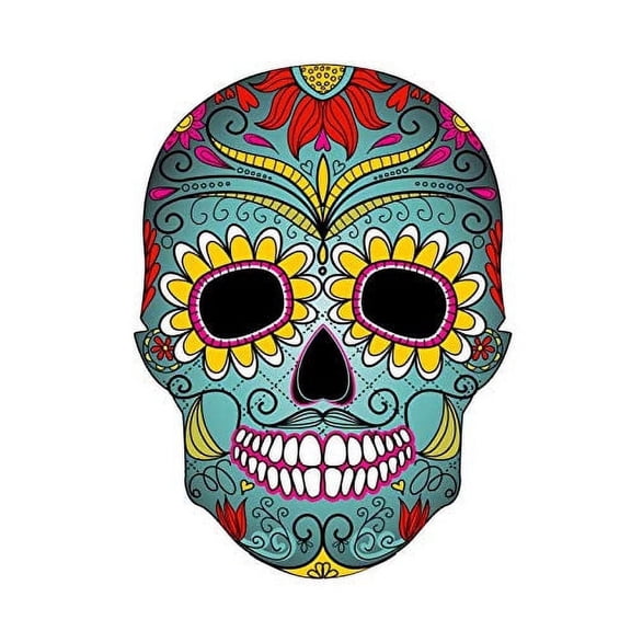 Colorful Day of the Dead Sugar Skull Edible Icing Image Cake topper, by Tnct.