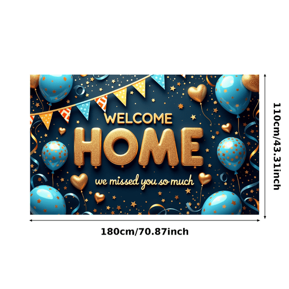 Colorful Decoration Welcome Home Balloons Banner Heart Patterns Glittering Stars for Family Reunion Indoor Celebration Party Decor
