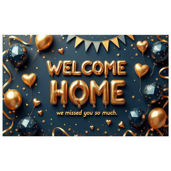 Colorful Decoration Welcome Home Balloons Banner Heart Patterns Glittering Stars for Family Reunion Indoor Celebration Party Decor