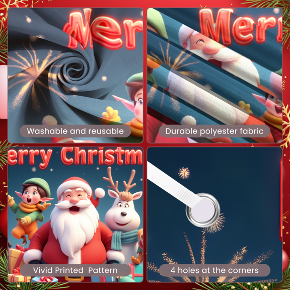 Colorful Decorations Merry Christmas Banner Fun Festive Designs for Family Celebration Kids Party Indoor Decoration