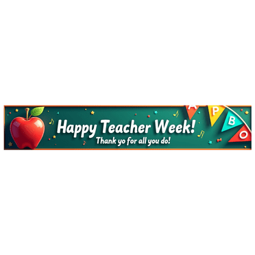Colorful Decorative Happy Teacher Week Banner with Apple Element Background Backdrop for Classroom Celebrations Teacher Appreciation Events School Parties Photo Backdrops