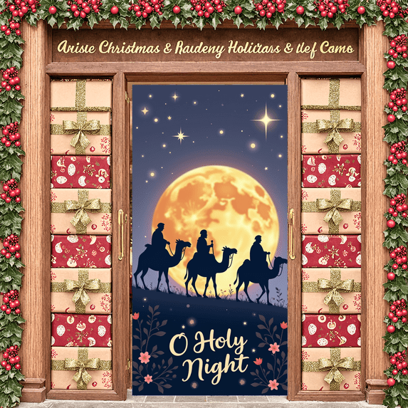 Colorful Decorative O Holy Night Banner for Christmas Party Holiday Celebration Event