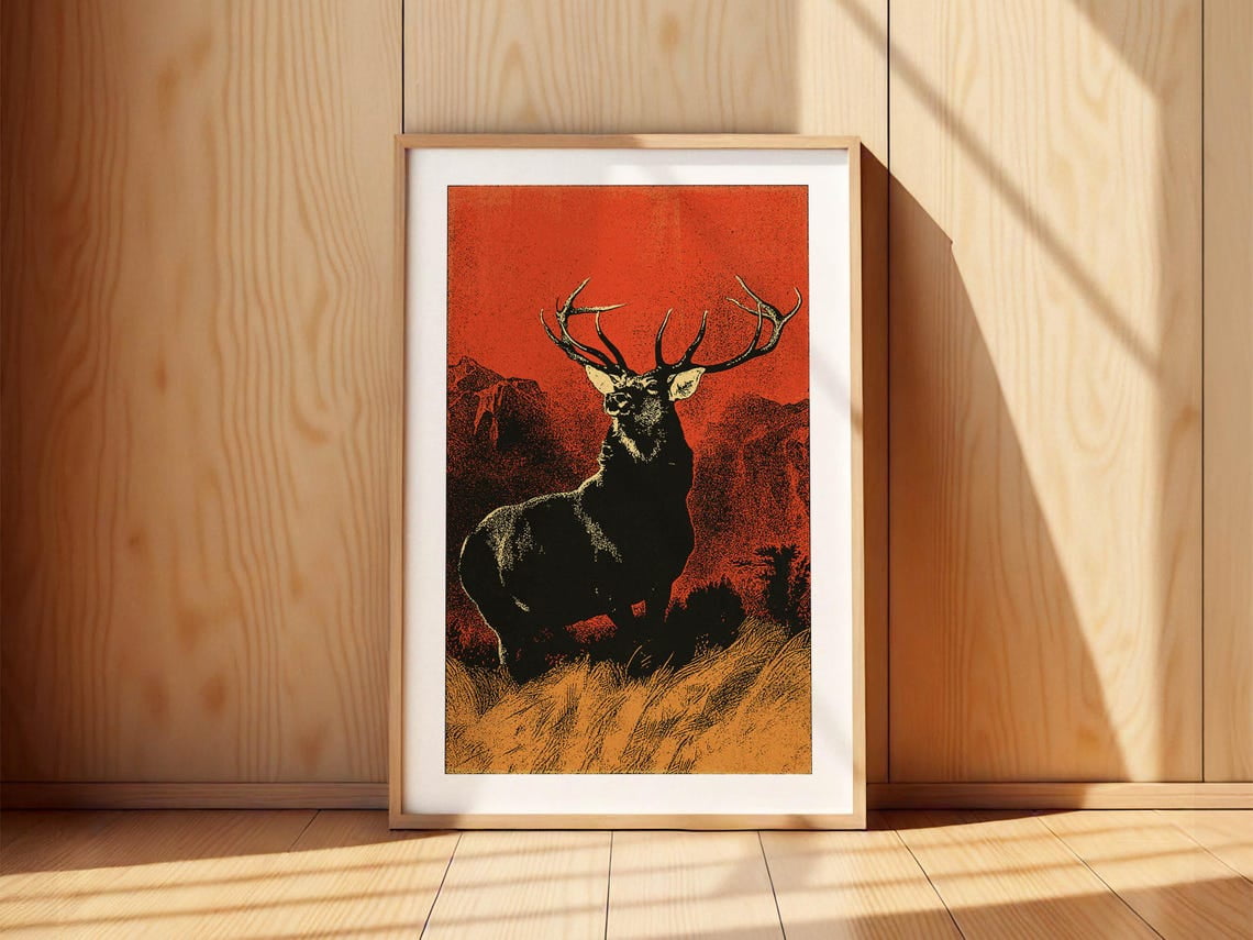 Colorful Deer Print Retro Outdoors Art Hunting Gift For Dad Deer ...