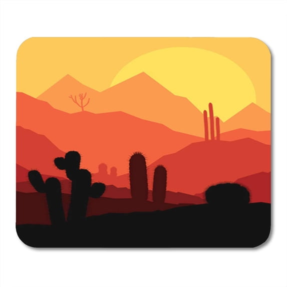 Colorful Desert Cactus Mysterious Landscape Orange West Mexican Old Arizona Mountain Mousepad Mouse Pad Mouse Mat 9x10 inch