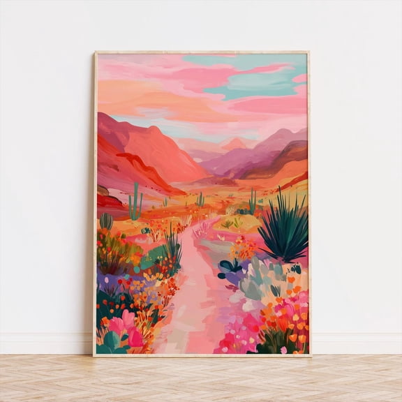 Colorful Desert Landscape Poster: Boho Southwestern Wall Art, Unframed Poster Size 24x36