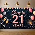 thumbnail image 1 of Colorful Design 21st Birthday Banner Balloon Theme Celebration Decoration for Birthday Party Indoor Event, 1 of 9