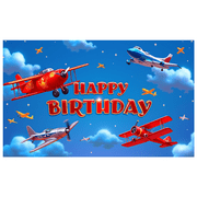 Colorful Design Airplane Birthday Banner Decorative Pattern Kids Party Decor for Birthday Party Celebration Event Holiday