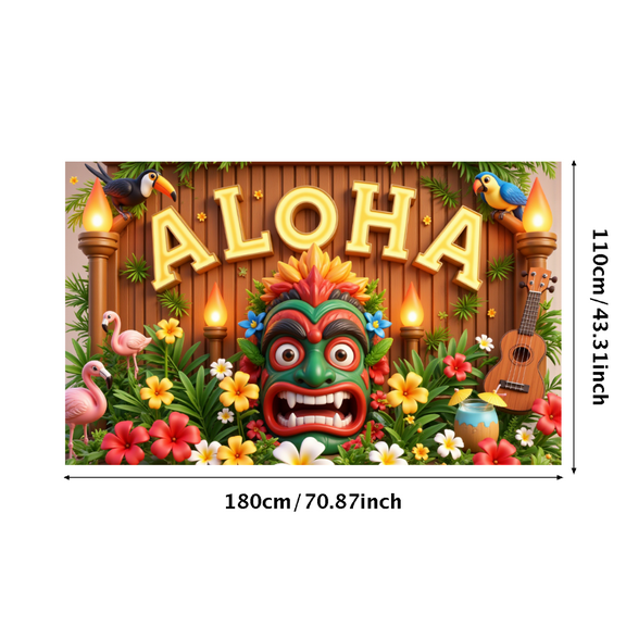 Colorful Design Aloha Banner Decorative Elements Tropical Flowers Luau Theme Hawaiian Party Decoration for Summer Celebration Tropical Event Beach Party