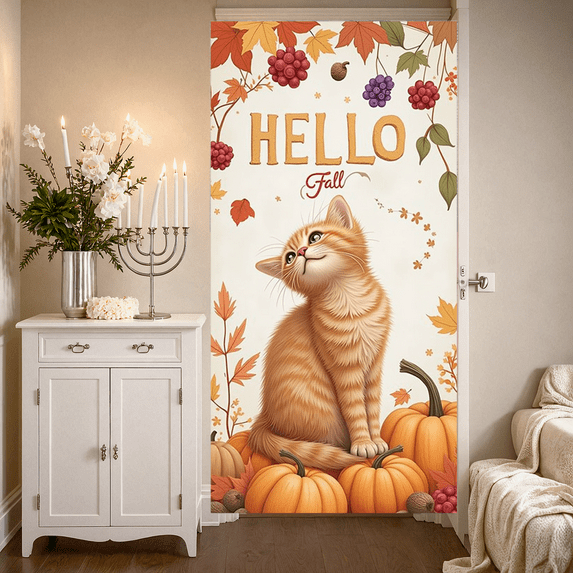 Colorful Design Autumn Scene Cat Theme Fall Decoration Pumpkin Elements for Seasonal Decor Thanksgiving Celebration Home Decoration