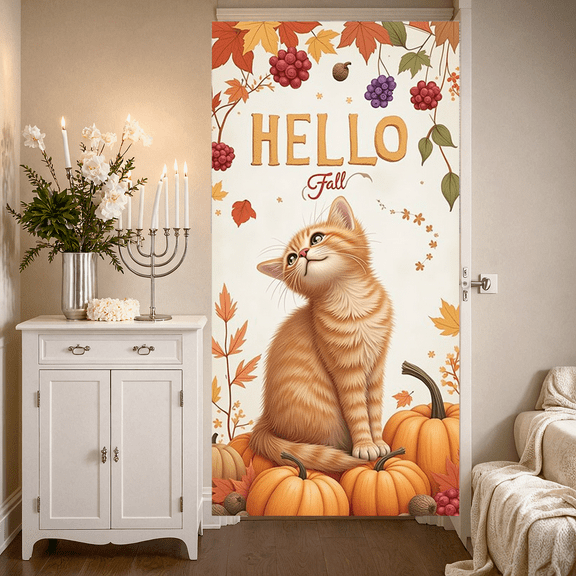Colorful Design Autumn Scene Cat Theme Fall Decoration Pumpkin Elements for Seasonal Decor Thanksgiving Celebration Home Decoration