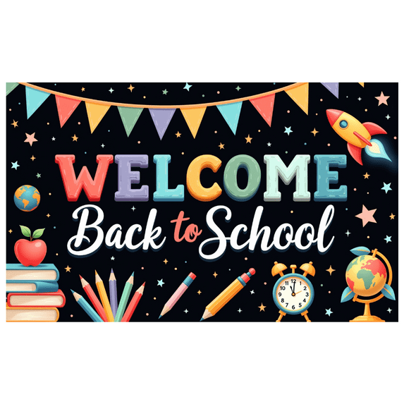 Colorful Design Back to School Banner Educational Theme Classroom Decor Welcome Sign for School Event Teacher's Day