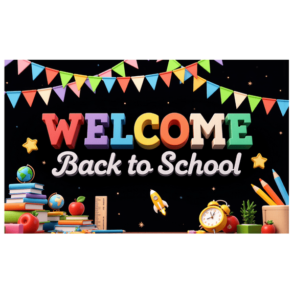 Colorful Design Back to School Banner Educational Theme Classroom Decor Welcome Sign for School Event Teacher's Day