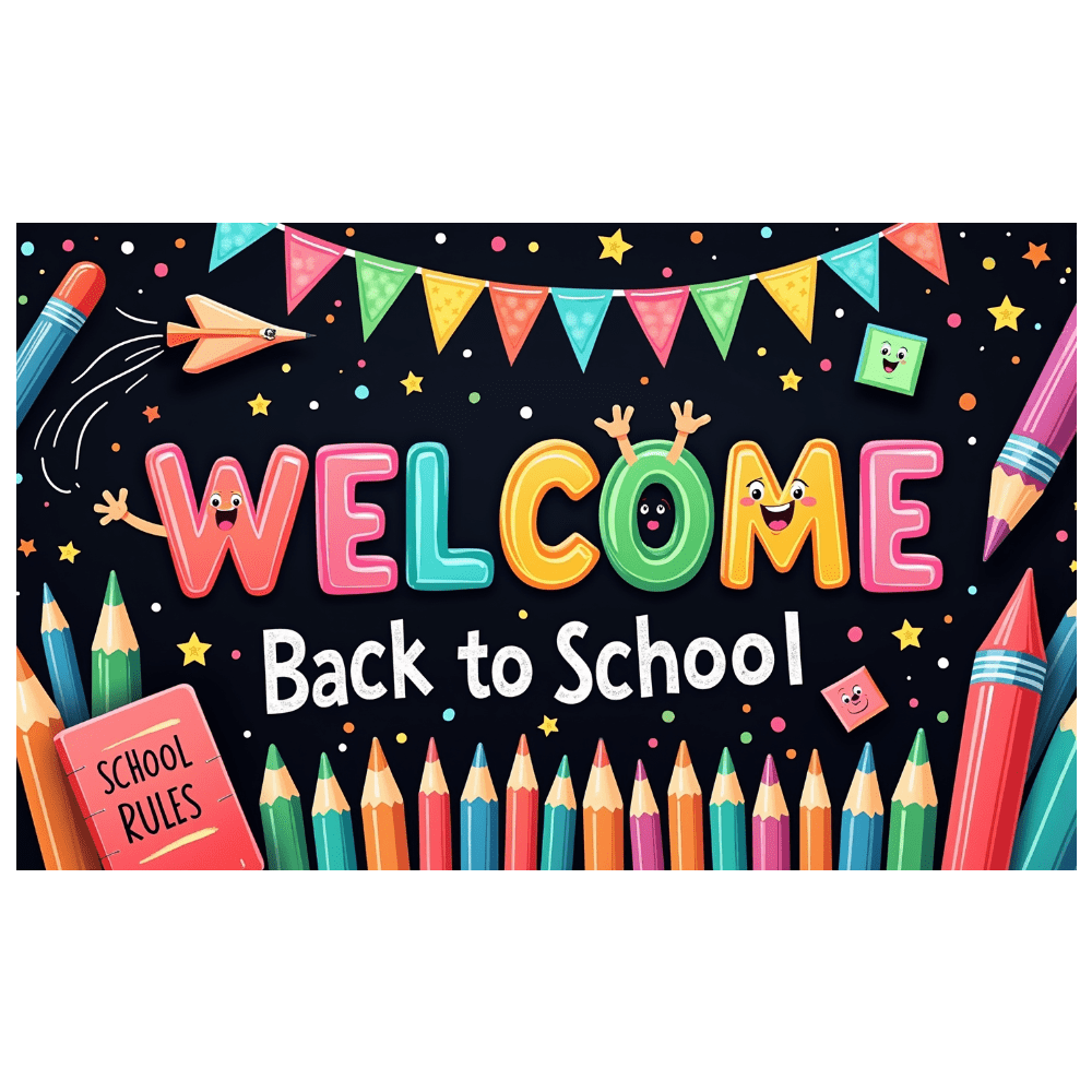 Colorful Design Back to School Banner Educational Theme Welcome ...
