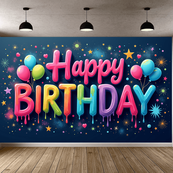 Colorful Design Banner Decorative Balloons Party Backdrop for Birthday Party Celebration Indoor Decoration Photo Shoot