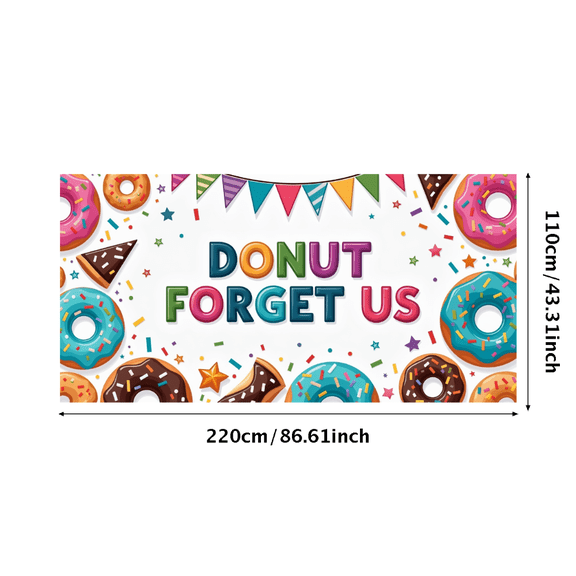 Colorful Design Banner Donut Theme Decorative Backdrop for Birthday Celebration Party Decoration Fun Event
