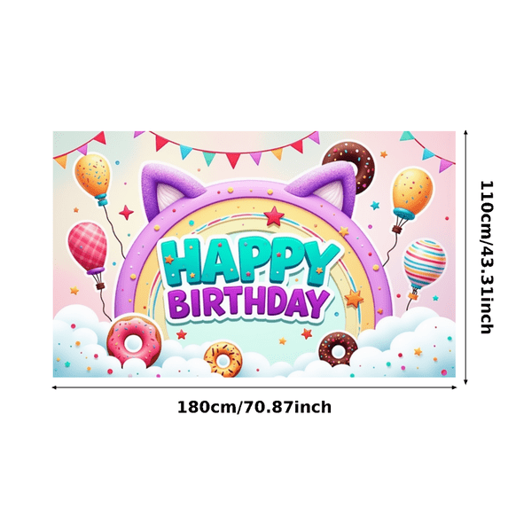 Colorful Design Banner Easter Theme Donut Decor for Kids Party Indoor Celebration