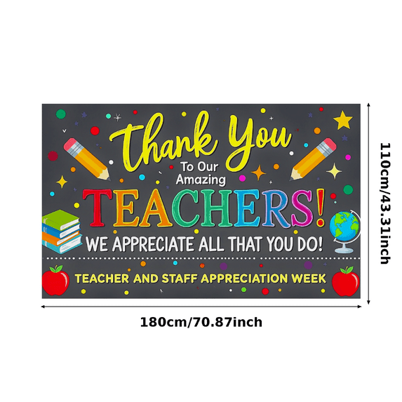 Colorful Design Banner Teacher Appreciation Polyester Material Event Decorations for School Celebration Gratitude Event Indoor Decoration