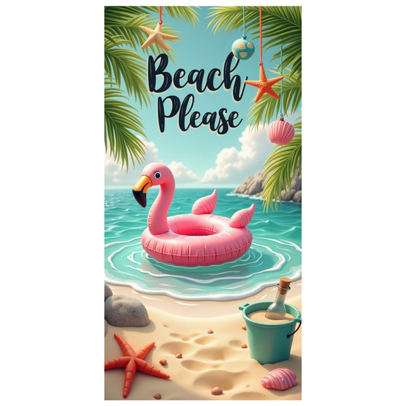 Colorful Design Beach Banner Flamingo Beach Please Starfish Ocean Decor for Summer Party Holiday Vacation Outdoor Event